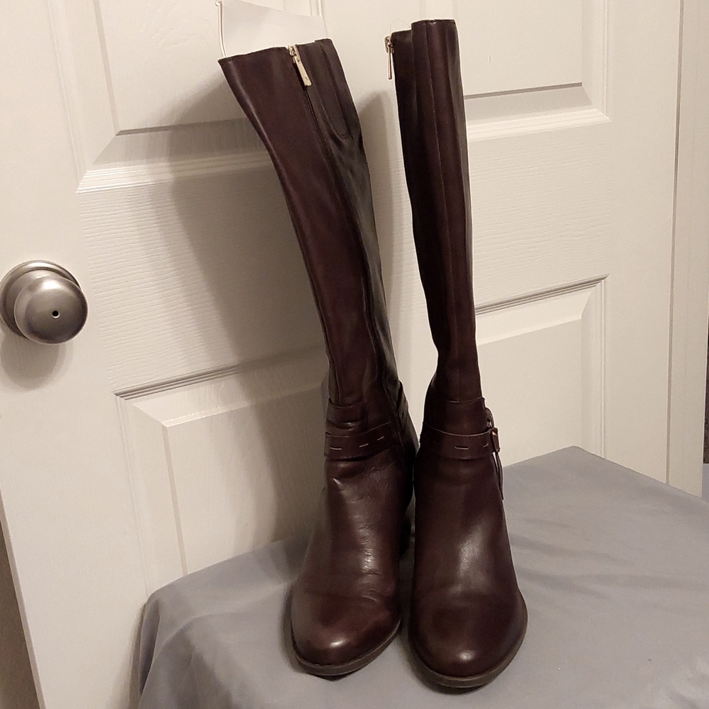 NWT Naturalizer Leather Boots — Chocolate / Saddle — Kamora - Picture 2 of 6